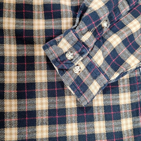 Carhartt Shirt Mens Large Navy Tan Gold Plaid Flannel Button Up Workwear - Picture 6 of 8